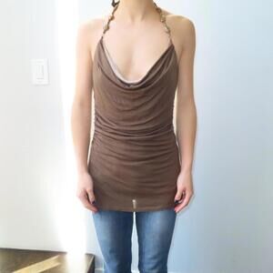 Women's Brown and Silver Vests-tanks-cami